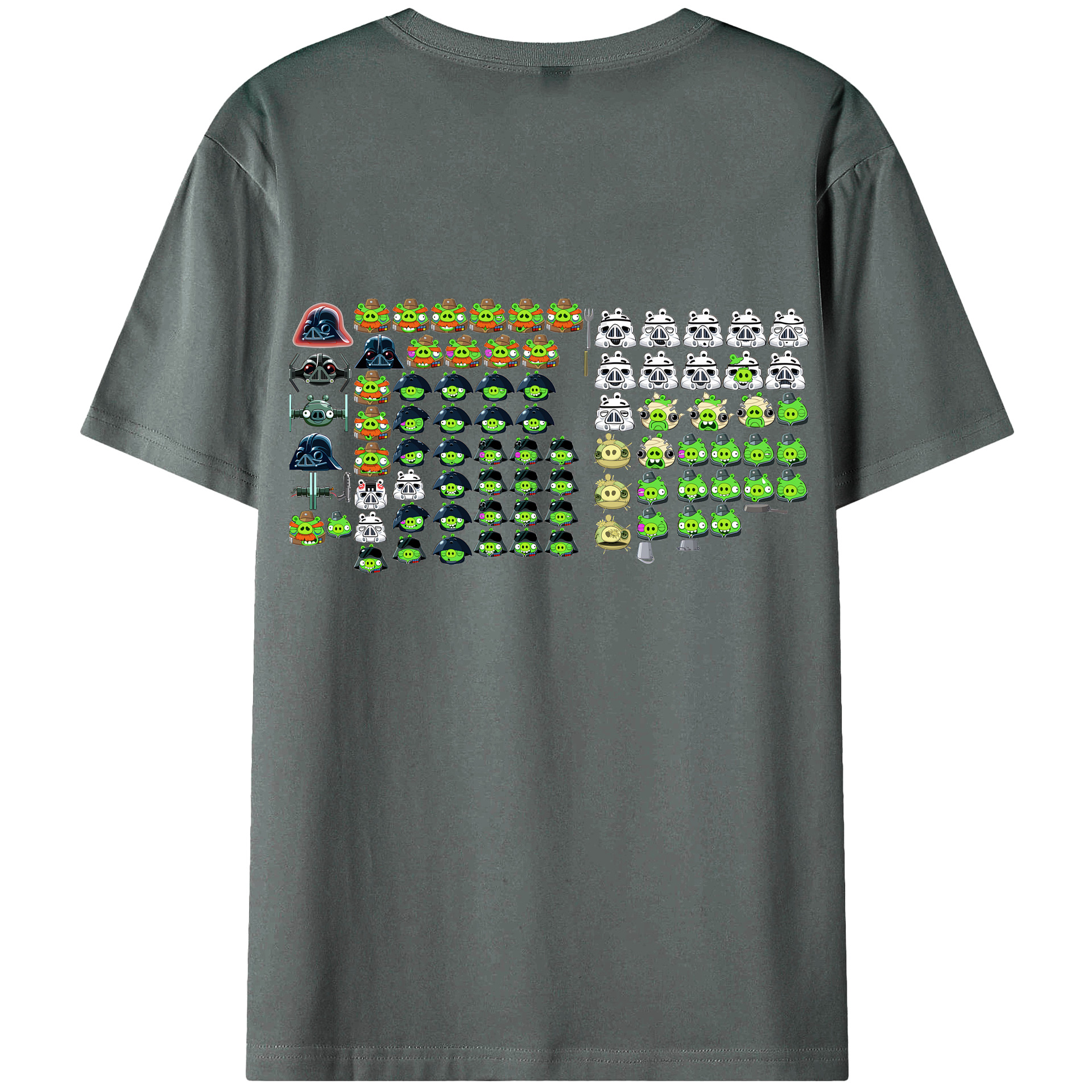 （画像用） Angry Birds アングリーバード 綿100％ メンズ半袖Tシャツ（バックプリント） 通気性